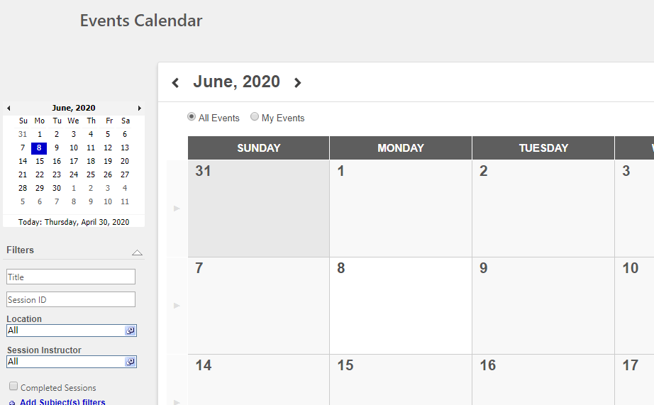 Event Calendar Scrolling Behavior